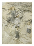 Four Children at the Seashore, 1910 (W/C on Paper) Giclee Print by Arthur Rackham