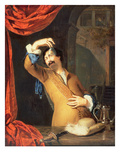 T31553 a Cavalier Standing at a Window Examining a Roemer (Panel) Giclee Print by Willem Van Mieris