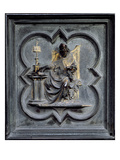 St Ambrose, Panel E of the North Doors of the Baptistery of San Giovanni, 1403-24 (Bronze) Giclée-tryk af Lorenzo Ghiberti