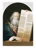 Moses and the Ten Commandments Reproduction procédé giclée par  Kuhn