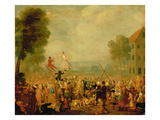 Troupe of Actors Performing on a Tightrope Giclee Print by Joseph Van Aken