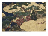 Detail of Spring in the Palace, Six-Fold Screen from 'The Tale of Genji', C.1650 Giclee Print by  Japanese