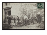 Postcard Depicting the Shoeing of a Horse in Cornes, Le Velay, C.1900 (B/W Photo) Giclee Print by  French Photographer