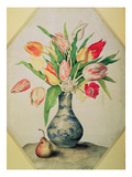 Blue China Vase of Tulips (Tempera on Vellum) Impressão giclée por Giovanna Garzoni