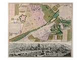 Map of Florence with a Perspectival View, 1750 (Engraving) Giclee Print by Matthaus Seutter