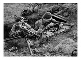 Royal Marine Comandos Man a Trench at San Carlos, 1982 (B/W Photo) Giclee Print by  English Photographer
