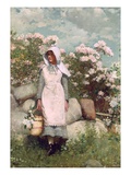 Girl and Laurel, 1879 (Oil on Canvas) Giclee Print by Winslow Homer