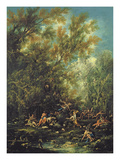 Christ Attended by the Angels, C.1725-30 (Oil on Canvas) Giclée-tryk af Alessandro Magnasco Christ Attended by the Angels, C.1725-30 (Oil on Canvas) Giclée-tryk af Alessandro Magnasco