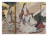Detail of Spring in the Palace, Six-Fold Screen from 'The Tale of Genji', C.1650 Giclee Print by  Japanese