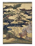 Detail of Spring in the Palace, Six-Fold Screen from 'The Tale of Genji', C.1650 Giclee Print by  Japanese