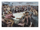 The Faro Players, 1891 (Coloured Engraving) Giclee Print by William L. Dodge