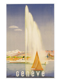 Advertisement for Travel to Geneva, C.1937 (Colour Litho) Reproduction procédé giclée par  Fehr