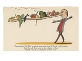 There Was an Old Man on Whose Nose Most Birds of the Air Could Repose Giclée-Druck von Edward Lear