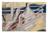 Detail of Spring in the Palace, Six-Fold Screen from 'The Tale of Genji', C.1650 Giclee Print by  Japanese