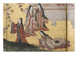 Detail of Spring in the Palace, Six-Fold Screen from 'The Tale of Genji', C.1650 Reproduction procédé giclée par  Japanese