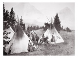 Native American Teepee Camp, Montana, C.1900 (B/W Photo) Giclee Print by  American Photographer