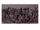 Dervish Warriors at Omdurman, Charge of the 21st Lancers (Litho) Reproduction procédé giclée par Richard Caton Woodville