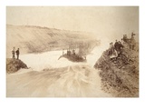 Letting in the Water at Ellesmere Port, with E.L. Williams and Other Engineers (Sepia Photo) Giclee Print by Thomas Birtles