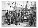 Us Government Health Officers on an Emigrant Ship, Quarantine Point, New York, 1887 (Engraving) Giclee Print by  American