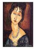 Jeanne Hebuterne with a Necklace, 1917 (Oil on Canvas) Giclee Print by Amedeo Modigliani