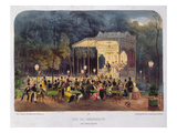 Cafe Des Ambassadeurs, Champs-Elysees, C.1850 (Colour Litho) Giclee Print by  French