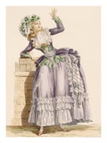 Lady's Gown in Mauve and Green Taffeta with a Matching Bonnet, Engraved by Dupin, Giclee Print by Francois Louis Joseph Watteau