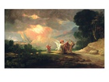 Lot Fleeing from Sodom, 1810 (Oil on Panel) Giclee Print by Benjamin West