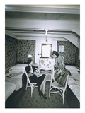 Maid Helping Her Mistress Undress Aboard the Rms Scythia (B/W Photo) Giclee Print by  English Photographer
