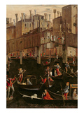 Wooden Rialto Bridge, from the Miracle of the Relic of the True Cross, 1494 (Detail of 29232) Giclée-tryk af Vittore Carpaccio Wooden Rialto Bridge, from the Miracle of the Relic of the True Cross, 1494 (Detail of 29232) Giclée-tryk af Vittore Carpaccio