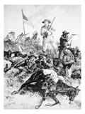 Illustration of the Battle of Little Bighorn, 25th June, 1876 (Litho) Reproduction procédé giclée par Alfred R. Waud