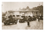 Bus and Lorry Convoy from the Docks to the Milk and Food Dump at Hyde Park Escorted by Armoured Car Giclee Print by  English Photographer