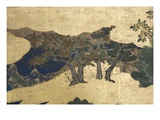 Detail of Spring in the Palace, Six-Fold Screen from 'The Tale of Genji', C.1650 Giclee Print by  Japanese