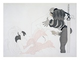 Tied Up Pierrot Character Ejaculates over a Woman's Exposed Genitals, C.1928 (Coloured Etching) Giclee Print by Charles Martin