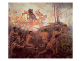 The Death of General Braddock Near Fort Duquesne (Oil on Canvas) Giclee Print by  English