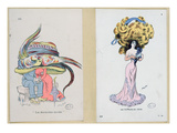 La Derniere Mode', Fashion Plates Caricaturing Hair and Hat Styles, 1909 (Colour Litho) Giclee Print by Xavier Sager