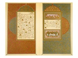 Opening Double Page Spread from an 18th Century Moorish Koran (Colour Litho) Giclee Print by  Islamic