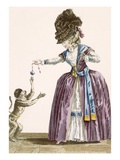 Lady Plays with a Monkey, Engraved by Patas, Plate No.119 Giclee Print by Pierre Thomas Le Clerc