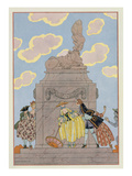 Mandoline, Illustration for 'Fetes Galantes' by Paul Verlaine (1844-96) 1928 (Pochoir Print) Giclee Print by Georges Barbier