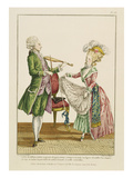 A Gentleman Playing the Violin While a Lady Dances, Engraved by J. Pelicier, C.1780-90 (Engraving) Giclee Print by Pierre Thomas Le Clerc