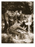 Marine Riflemen Decorate a Grave at Nieuport Cemetery, 1915 (Sepia Photo) Giclee Print by  French Photographer