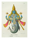 Matsyavatara or Matsya, from 'L'Inde Francaise...', Engraved by Marlet and Cie, Pub Paris 1827-1835 Reproduction procédé giclée par A. Geringer