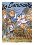 Their Spies, Title Page from 'La Baionnette', 1915 (Colour Litho) Giclee Print by Adolphe Leon Willette