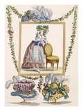 Woman in Elegant Day Dress with Hat, Engraving by Duhamel, Plate No.235 Giclee Print by Francois Louis Joseph Watteau