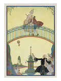 Love on the Bridge, Illustration for 'Fetes Galantes' by Paul Verlaine (1844-96) 1928 Giclee Print by Georges Barbier