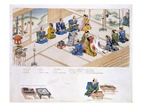 Japanese Marriage: the Two Families Meeting, with Mediator, C.1820 (Colour Litho) Reproduction procédé giclée par  Japanese