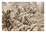 Temporary Second Lieutenant T.E. Adlam, Though Wounded, Leads His Men in a Dashing Attack Giclee Print by Howard K. Elcock