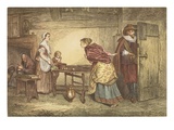 Royalists Seeking Refuge in the House of a Puritan, Engraved by J.D. Cooper (Coloured Engraving) Reproduction procédé giclée par Marcus Stone