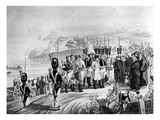 Napoleon (1769-1821) Arriving on the Island of Elba, 1814 (Litho) (B/W Photo) Giclee Print by  French