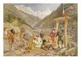Pilgrims at Gangootree, from 'India Ancient and Modern', 1867 (Colour Litho) Giclee Print by William 'Crimea' Simpson