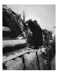A French Priest in the Lines: a Cure Taking a Peep Through a Trench-Periscope Giclee Print by  French Photographer
